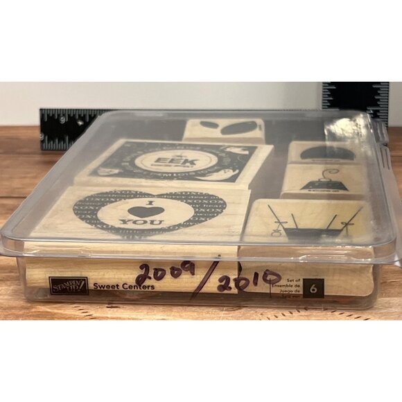 STAMPIN' UP! Sweet Centers Wood Rubber Stamp set Ghost Heart hot air balloon - Picture 4 of 5